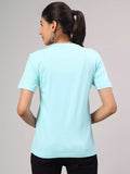 Stay Pawsitive - Sukhiaatma Unisex Graphic Printed Aqua Blue T-shirt