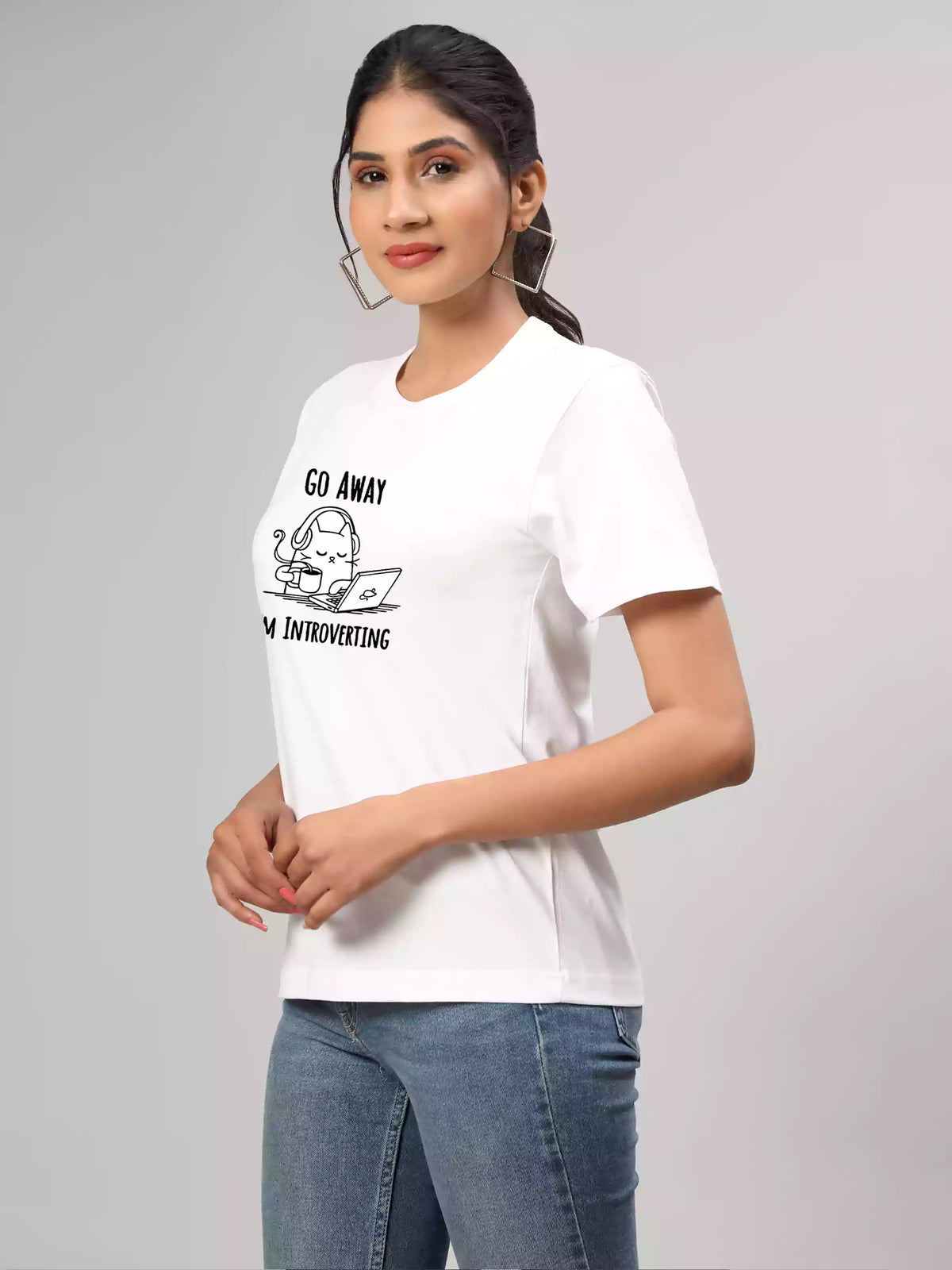Introverting - Himkar Unisex Graphic Printed White T-shirt