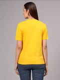 MHJ - Namaskarrr Unisex Graphic Printed RF Yellow T-shirt
