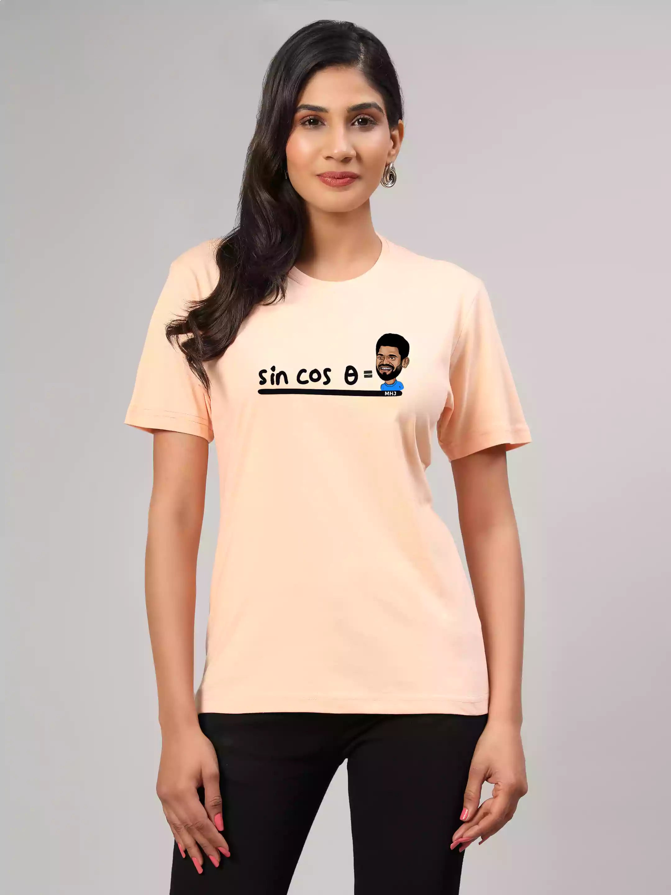 MHJ - sin cos theta Unisex Graphic Printed RF Peach T-shirt - Sukhiaatma