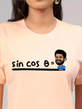 MHJ - sin cos theta Unisex Graphic Printed RF Peach T-shirt - Sukhiaatma