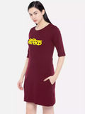 Basic design Maroon Sukhiaatma T-Shirt Dress