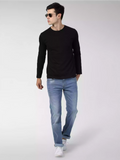 Black - Sukhiaatma Unisex Solid Full Sleeves T-shirt - Sukhiaatma