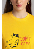Don't Care - Sukhiaatma Unisex Graphic Printed Yellow T-shirt