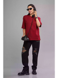 Solid Maroon Over sized - Sukhiaatma Unisex T-shirt - Sukhiaatma