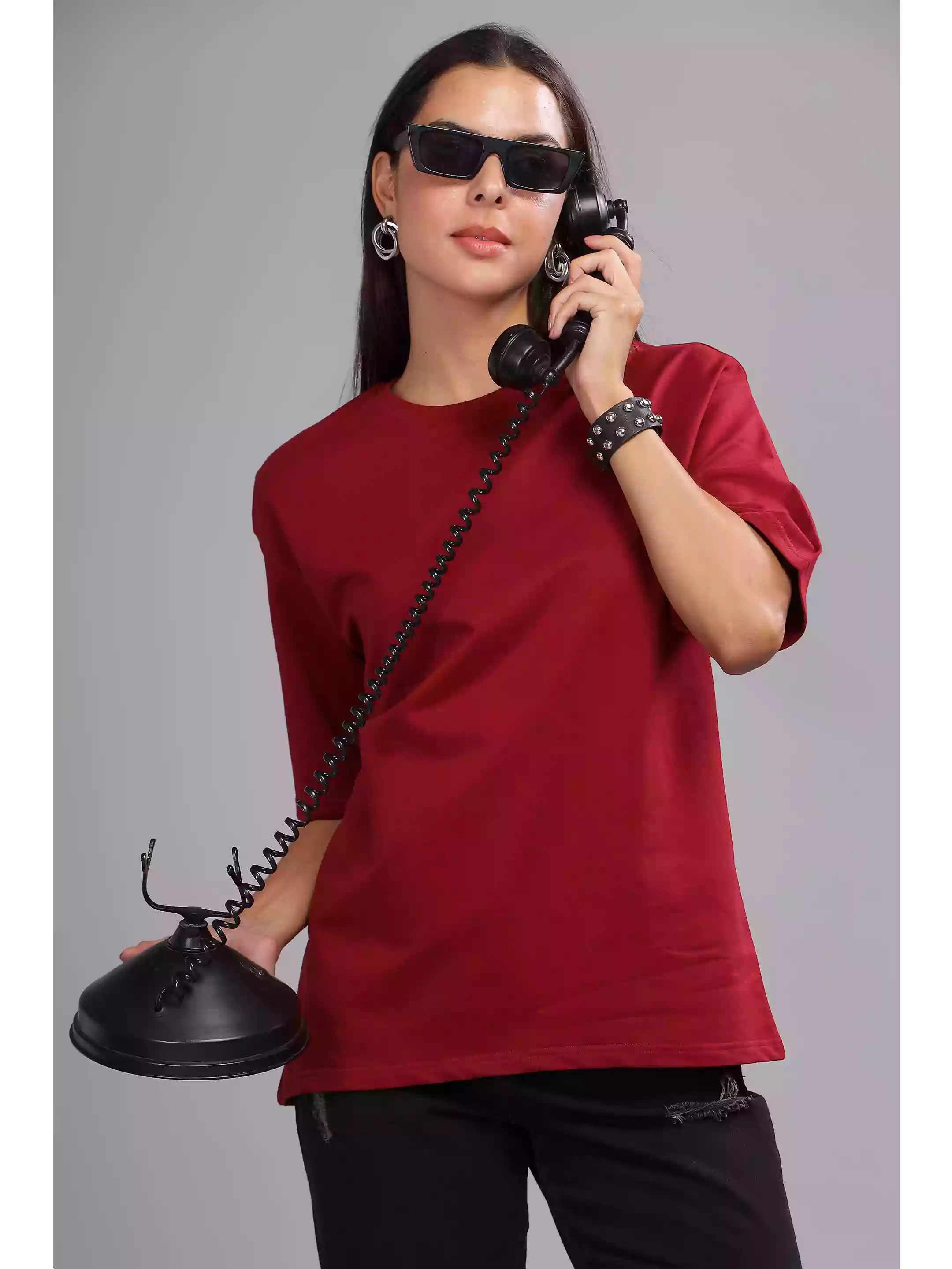 Solid Maroon Over sized - Sukhiaatma Unisex T-shirt - Sukhiaatma