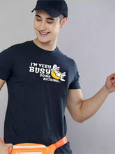 Very Busy - Sukhiaatma Unisex Graphic Printed Navy Blue T-shirt