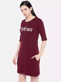 Sukhiaatma Maroon T-Shirt Dress