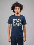 Stay Weird - Sukhiaatma Unisex Graphic Printed Navy Blue T-shirt
