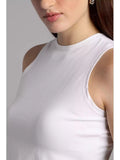 White - Sukhiaatma High Neck Sleeveless Fitted Top