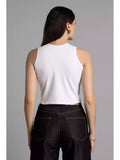 White - Sukhiaatma High Neck Sleeveless Fitted Top