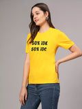 50 50 - Sukhiaatma Unisex Graphic Printed Yellow T-shirt