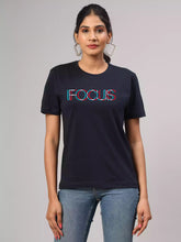 Focus - Sukhiaatma Unisex Graphic Printed Navy Blue T-shirt