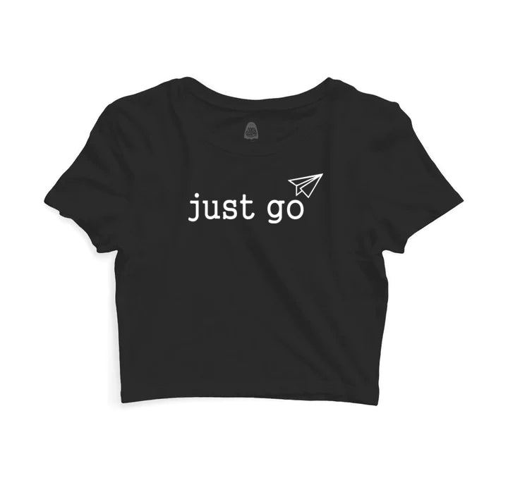 Just Go - Sukhiaatma Unisex Graphic Printed Black Crop Top