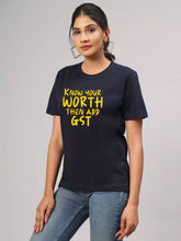 Know your worth - Sukhiaatma Unisex Graphic Printed Navy Blue T-shirt