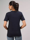 Ajun kai mag - Sukhiaatma Unisex Marathi Graphic Printed Navy Blue T-shirt