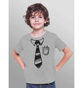 Pocket And Tie - Sukhiaatma Unisex Graphic Printed Kids Gray T-shirt
