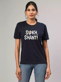 Sukhshanti - Sukhiaatma Unisex Graphic Printed Navy Blue T-shirt