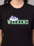 Weekend - Sukhiaatma Unisex Graphic Printed Black T-shirt