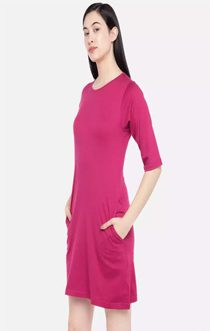 Dark Pink - Sukhiaatma Designer T-shirt Dress