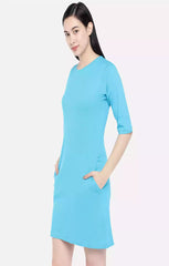 Aqua Blue Basic - Sukhiaatma Designer T-shirt Dress