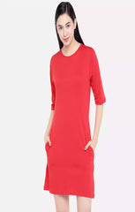 Red Basic - Sukhiaatma Designer T-shirt Dress