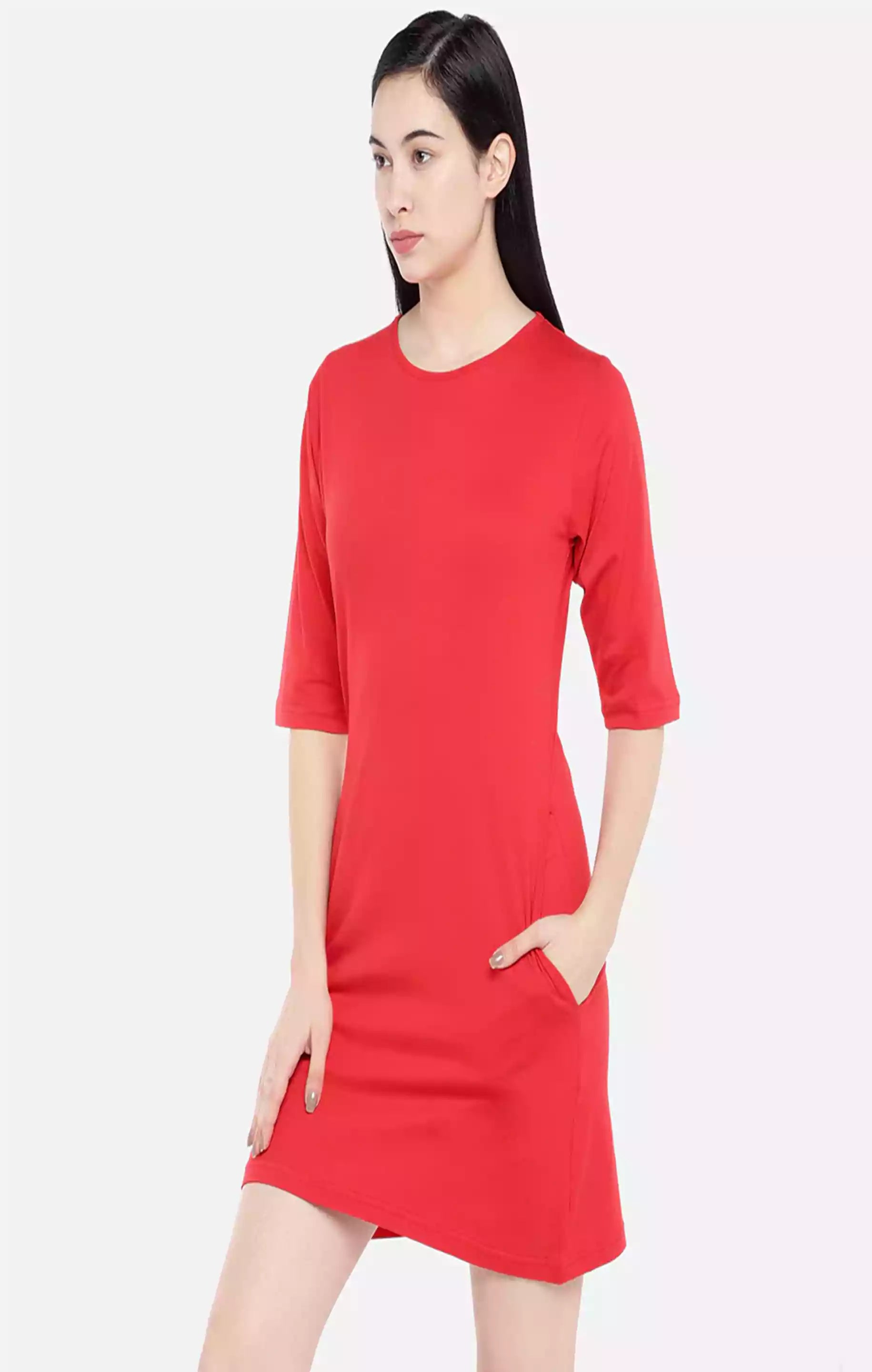 Red Basic - Sukhiaatma Designer T-shirt Dress