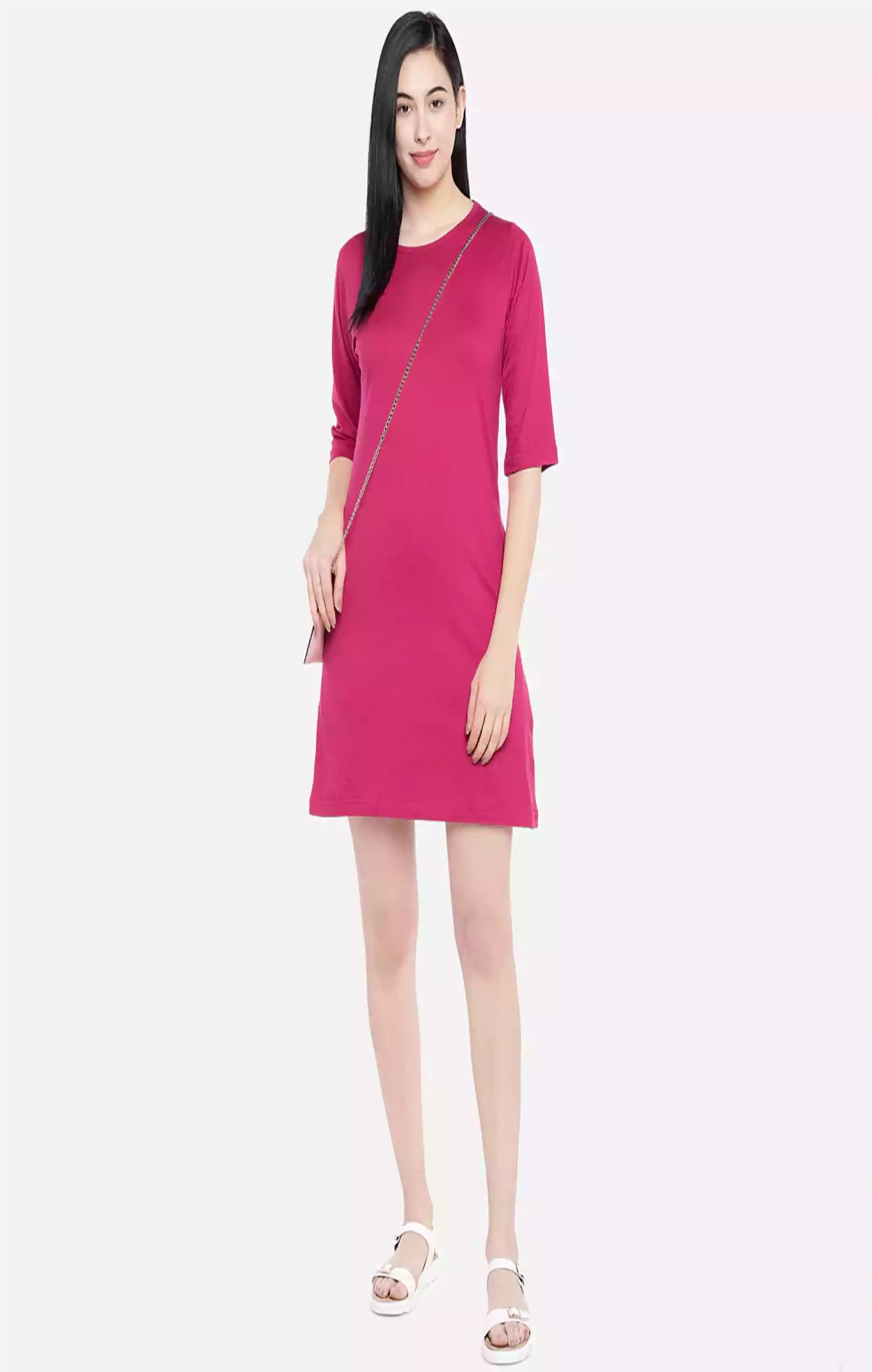 Dark Pink - Sukhiaatma Designer T-shirt Dress