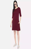 Maroon Basic - Sukhiaatma Designer T-shirt Dress