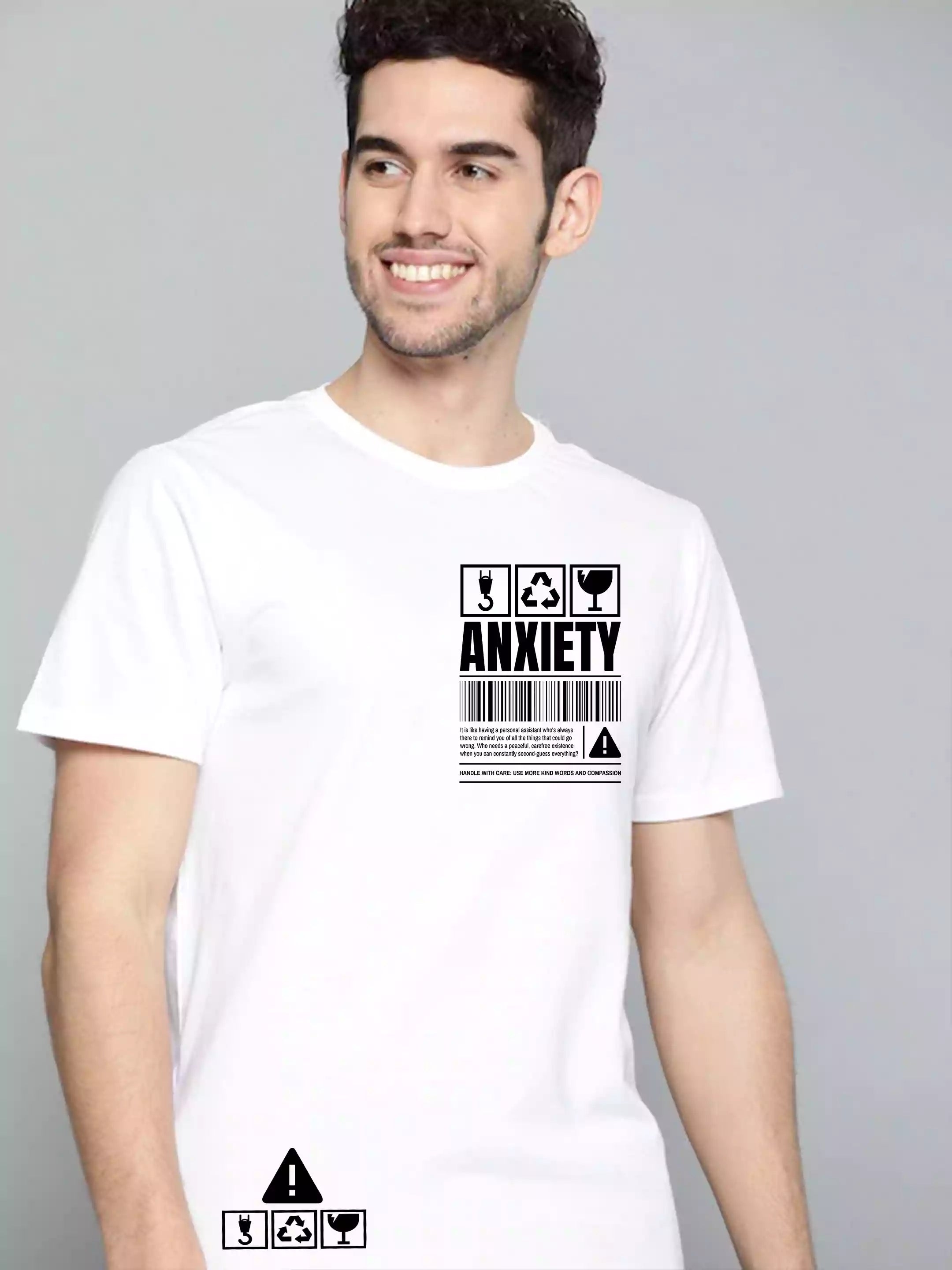 ANXIETY - Sukhiaatma Unisex Graphic Printed White T-shirt
