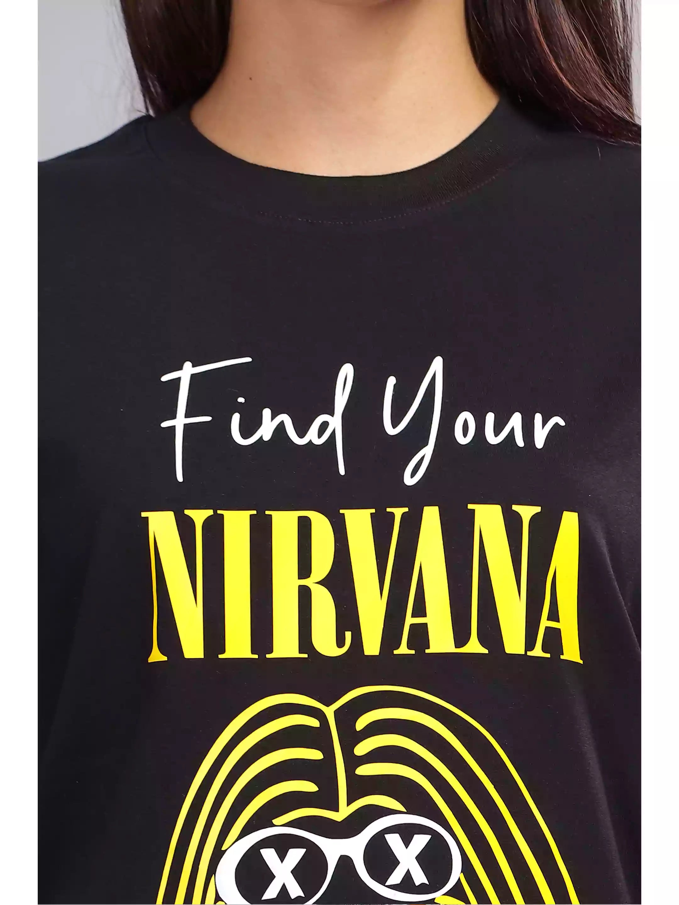 Find your NIRVANA - Sukhiaatma Unisex Oversize Black T-shirt