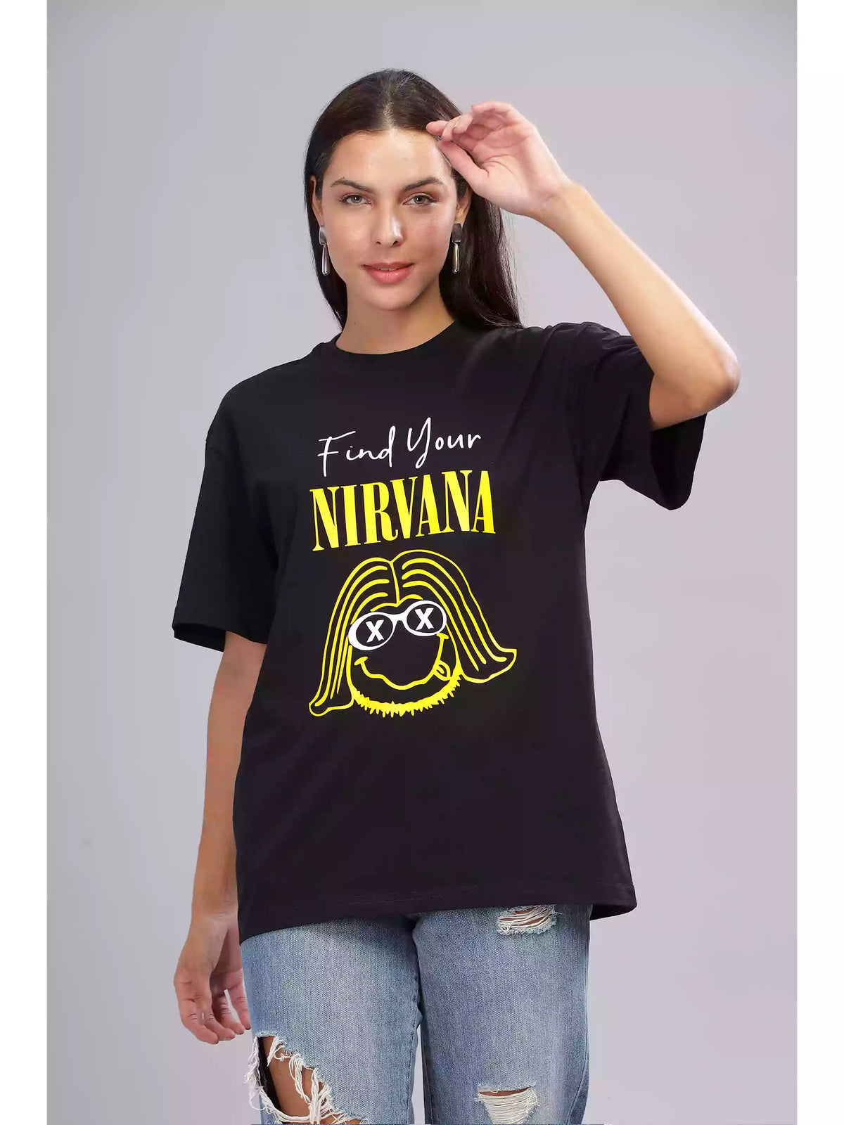 Find your NIRVANA - Sukhiaatma Unisex Oversize Black T-shirt