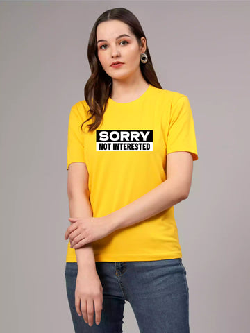 Not Interested - Sukhiaatma Unisex Graphic Printed Yellow T-shirt