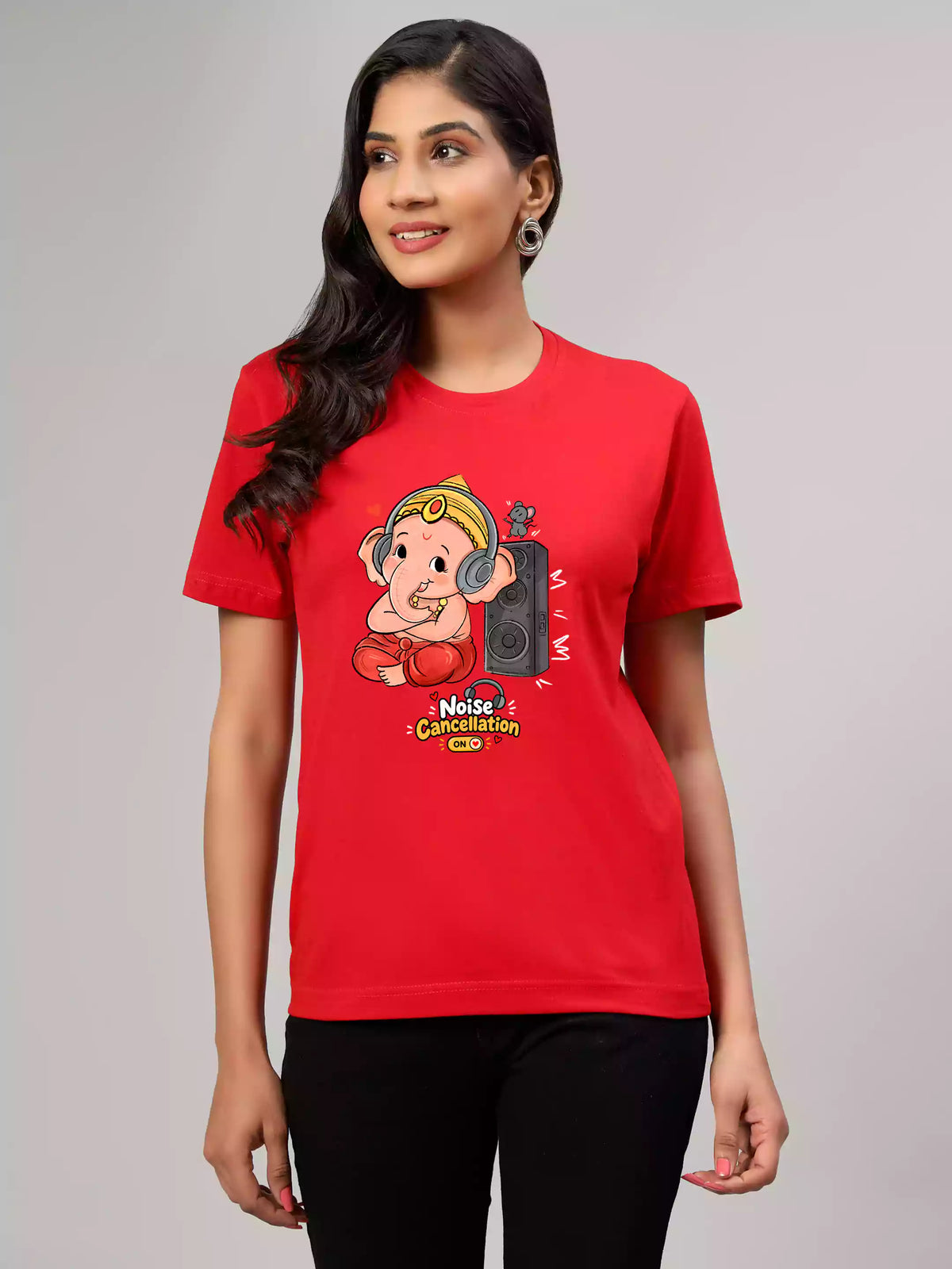 Noise Cancellation - RED - Sukhiaatma Ganpati T-Shirt