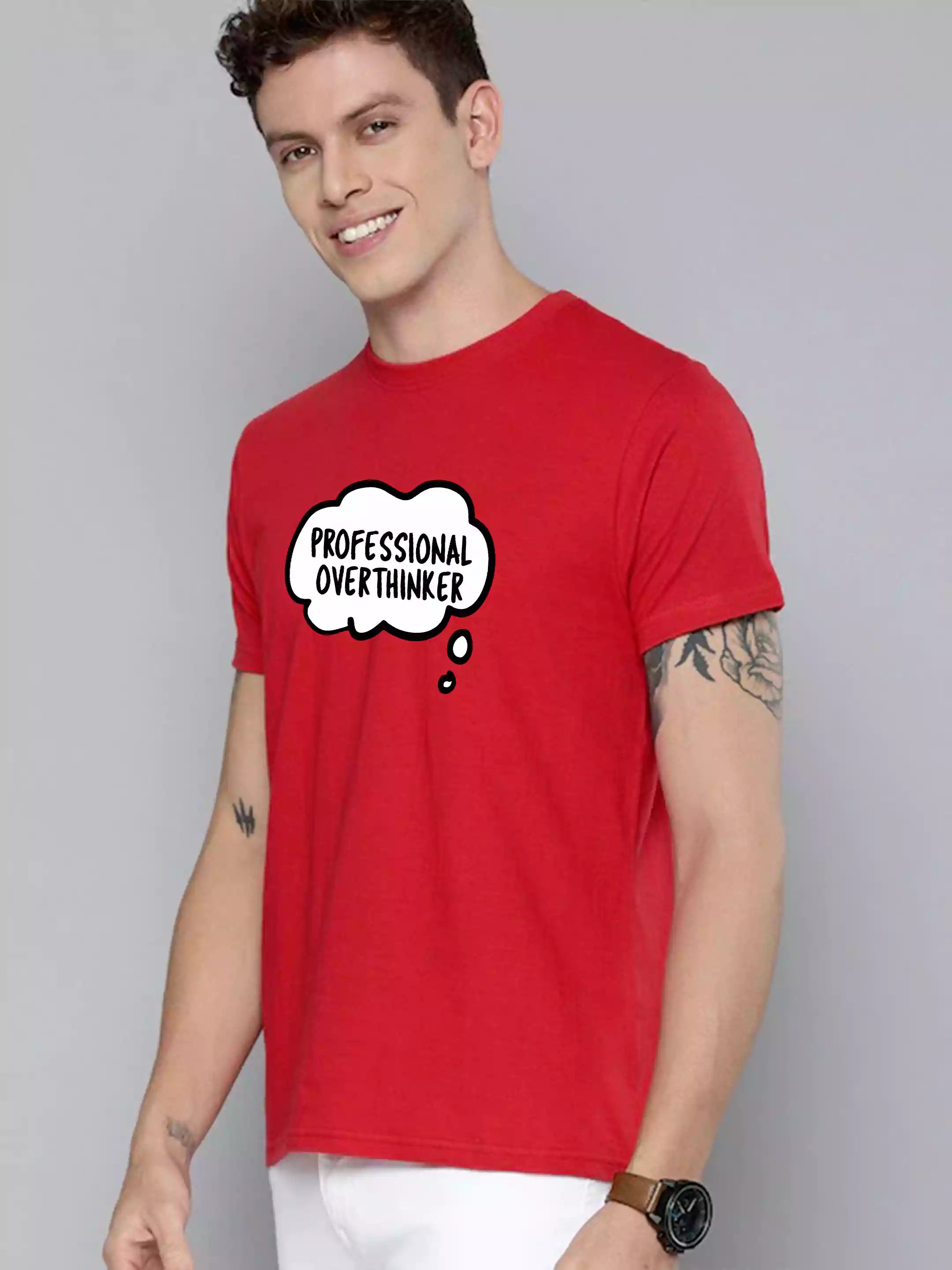 Professional Over thinker - Sukhiaatma Unisex Graphic Printed RED T-shirt