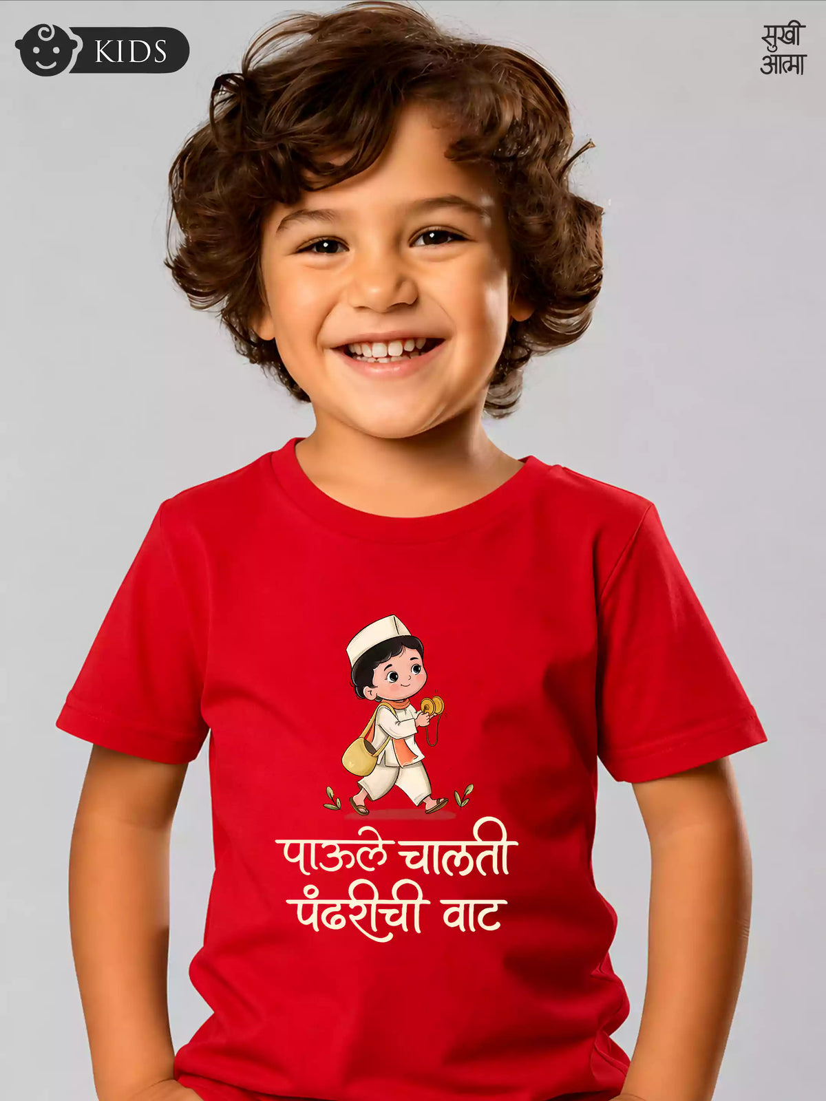 Pandharichi vaat -Red- Sukhiaatma Wari/वारी  T-shirt