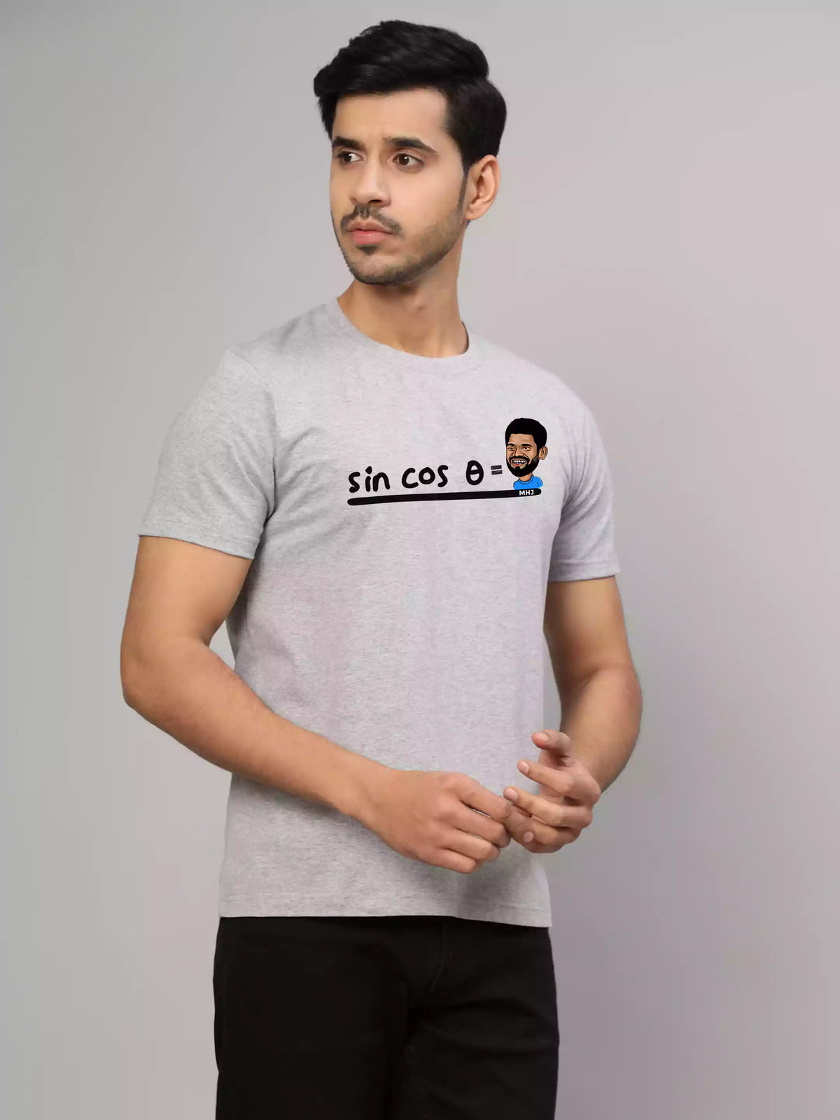 MHJ - sin cos theta Unisex Graphic Printed RF Grey T-shirt