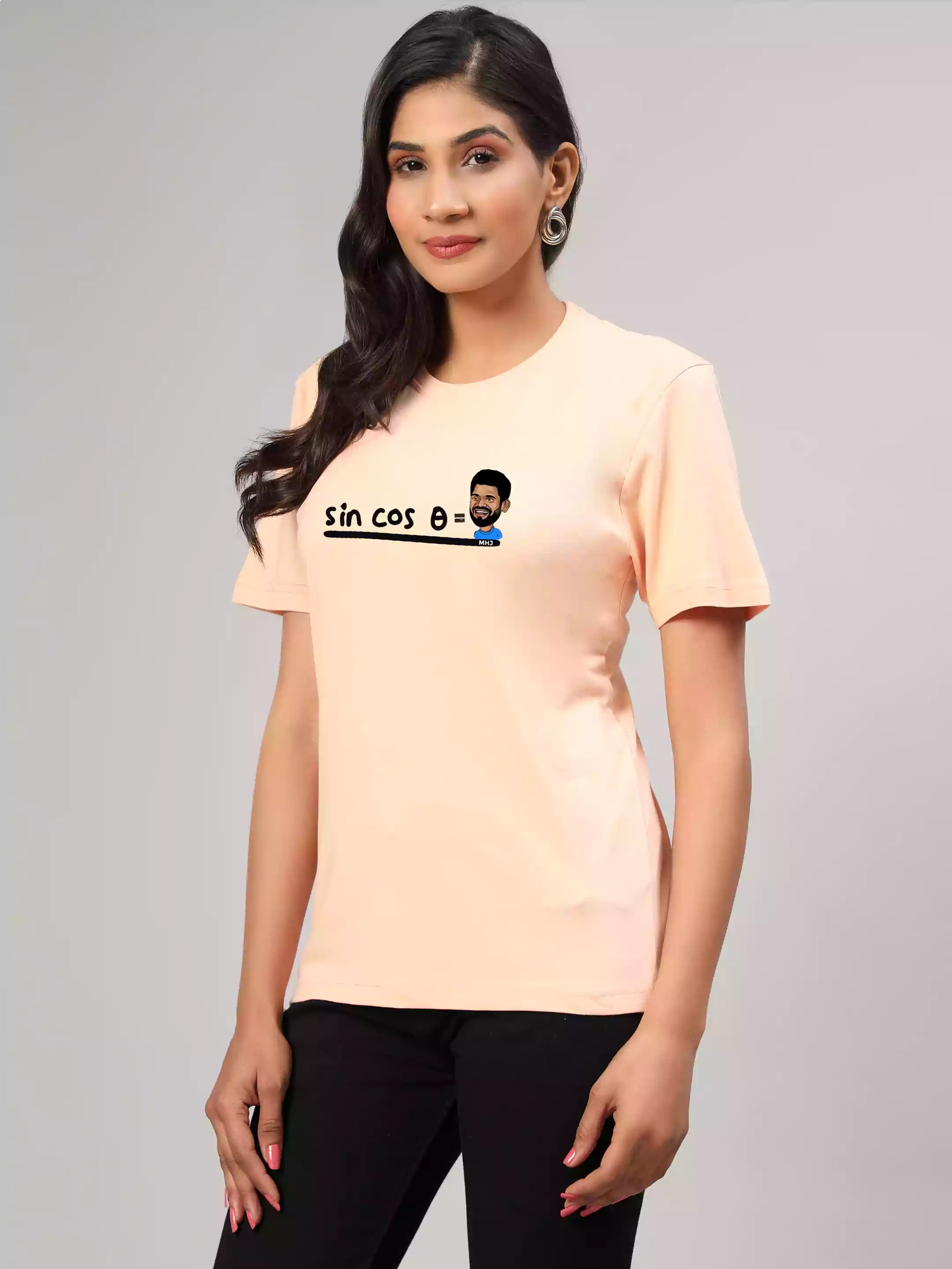 MHJ - sin cos theta Unisex Graphic Printed RF Peach T-shirt