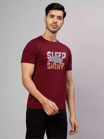 Sleep Shirt - Sukhiaatma Unisex Graphic Printed Maroon T-shirt