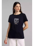 Ashakya Busy - Sukhiaatma Unisex Marathi Graphic Printed T-shirt