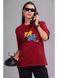 MHJ - Aga Aga Aai Unisex Graphic Printed OS Maroon T-Shirt