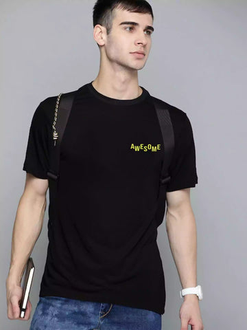 Awesome - Sukhiaatma Unisex Graphic Printed Black T-shirt