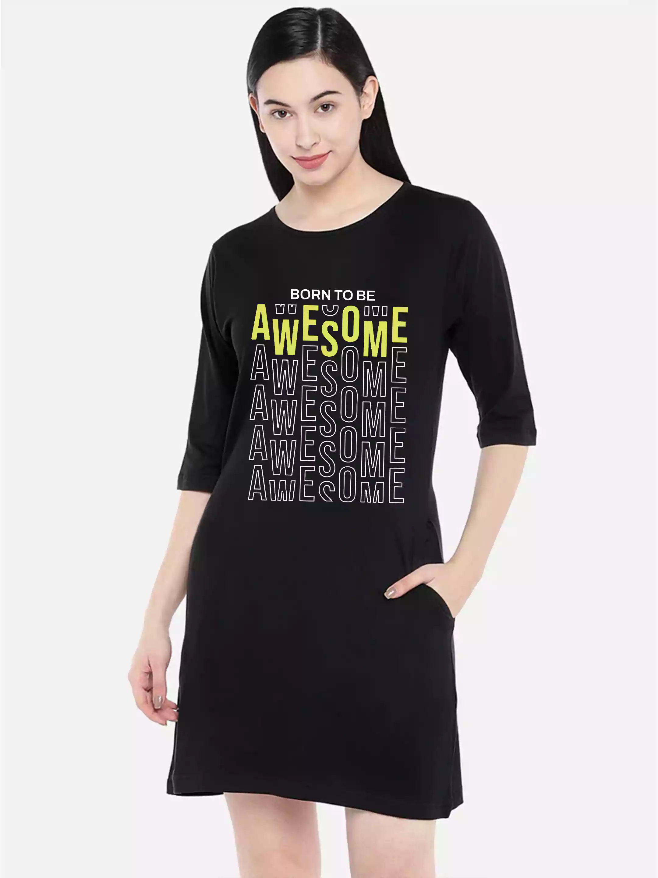 Born to be Awesome Black Sukhiaatma T-Shirt Dress
