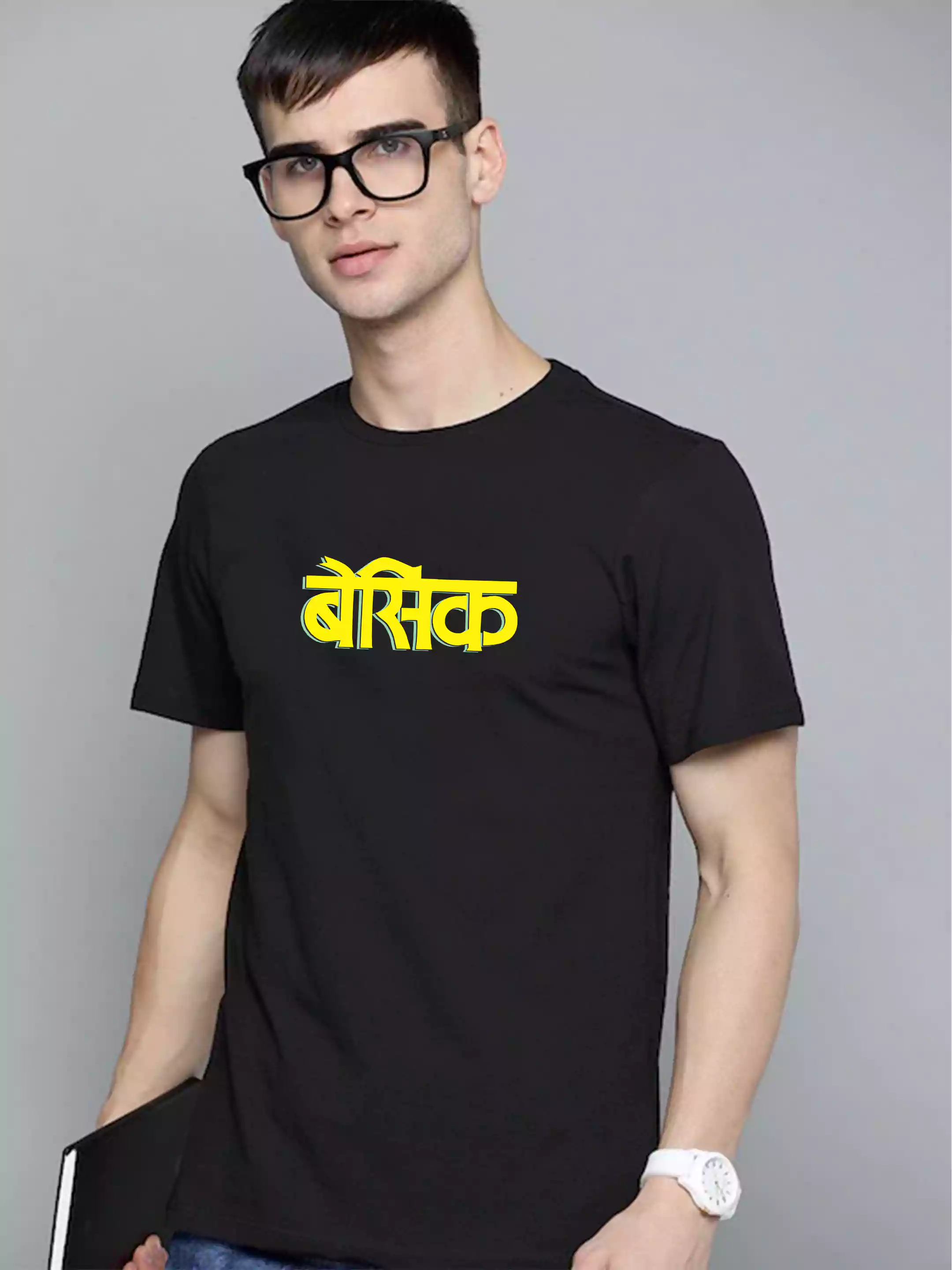Basic - Sukhiaatma Unisex Graphic Printed Black T-shirt
