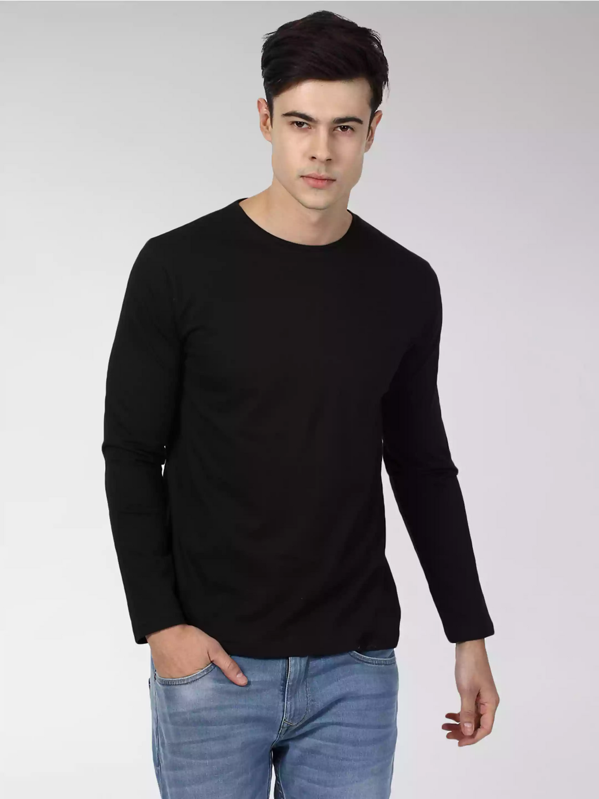 Black - Sukhiaatma Unisex Solid Full Sleeves T-shirt