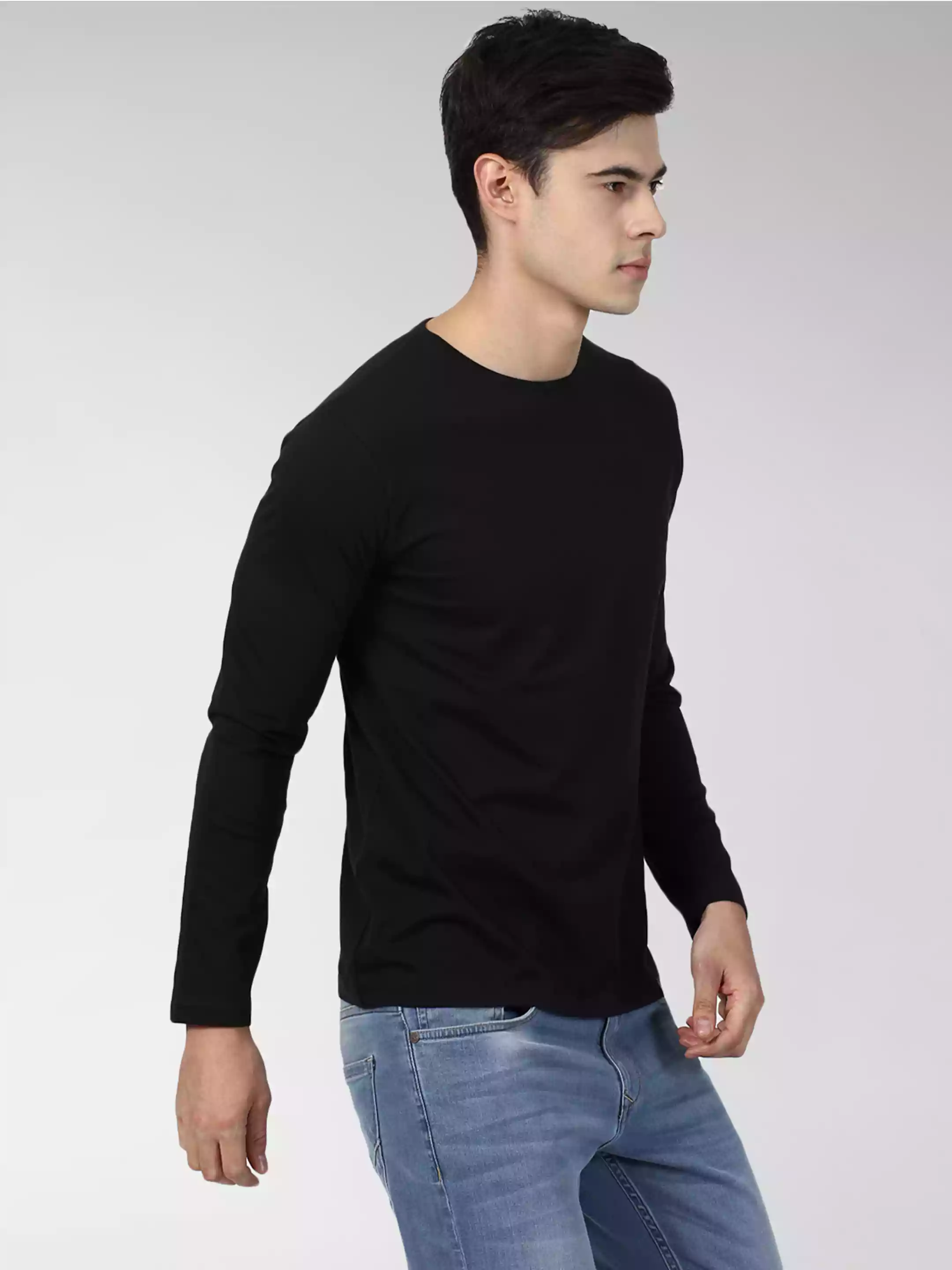 Black - Sukhiaatma Unisex Solid Full Sleeves T-shirt