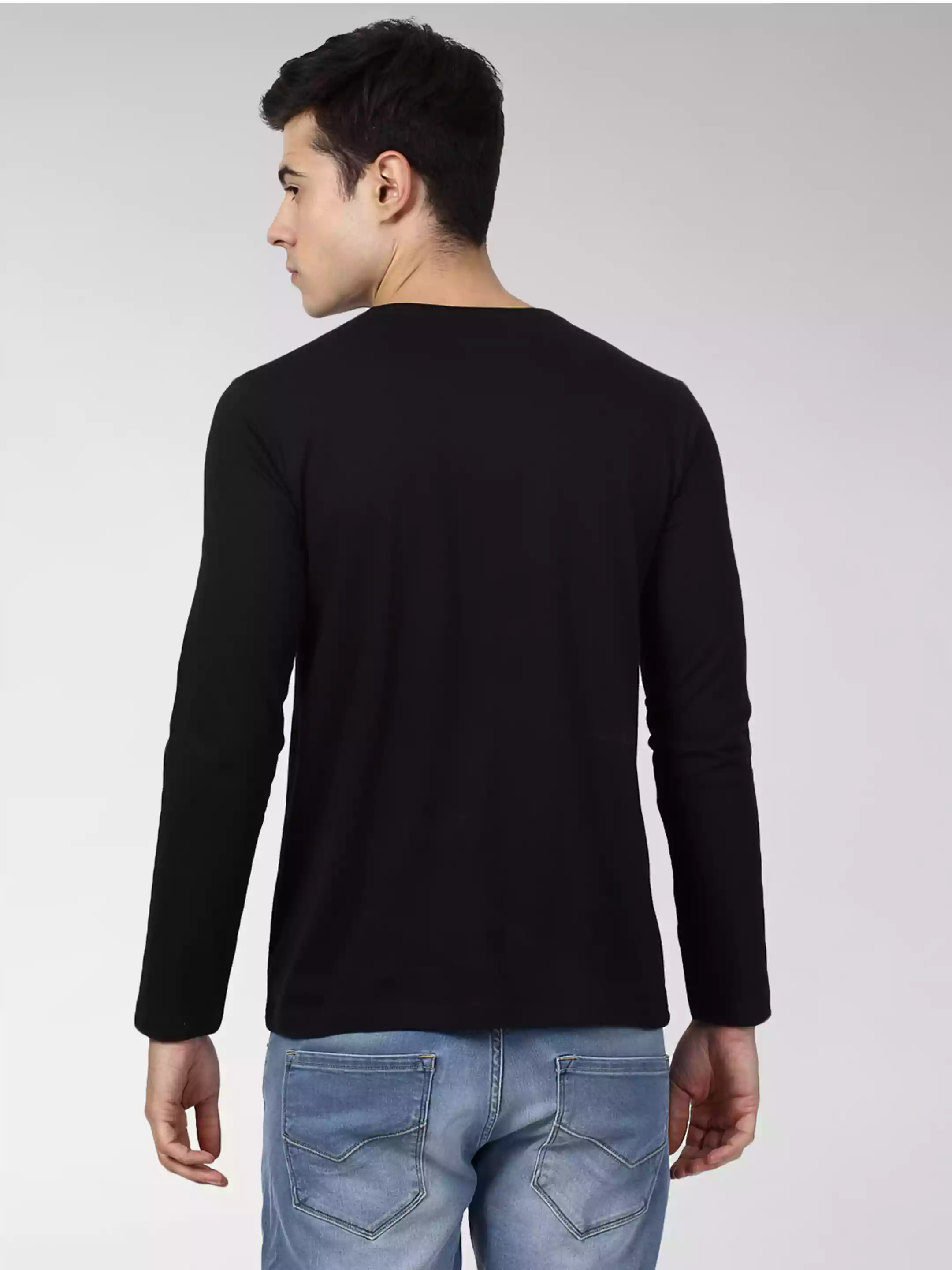 Black - Sukhiaatma Unisex Solid Full Sleeves T-shirt