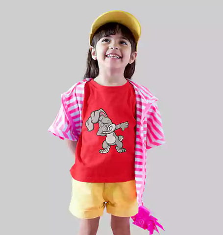 Bunny Dab Red Kids - Sukhiaatma Unisex Graphic Printed T-shirt