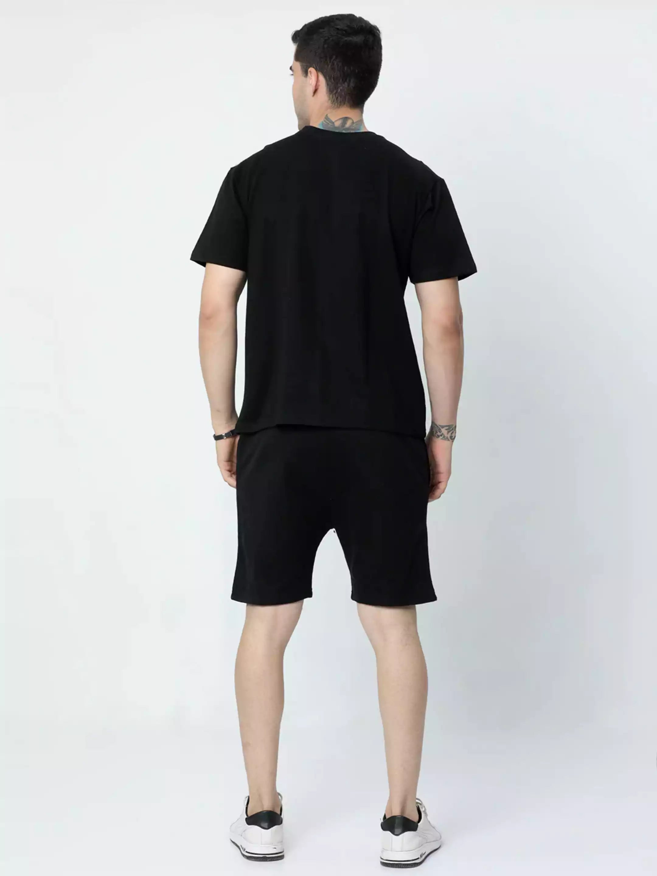 Solid Black Sukhiaatma Unisex Oversized Co-ord