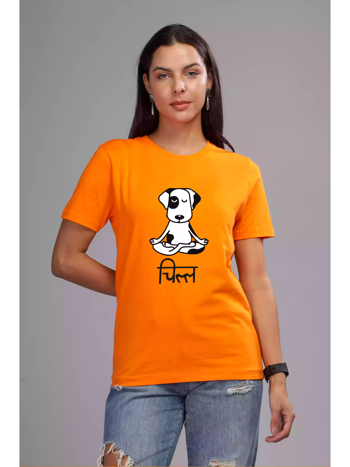 Chill - Orange Unisex Marathi Graphic Printed T-shirt